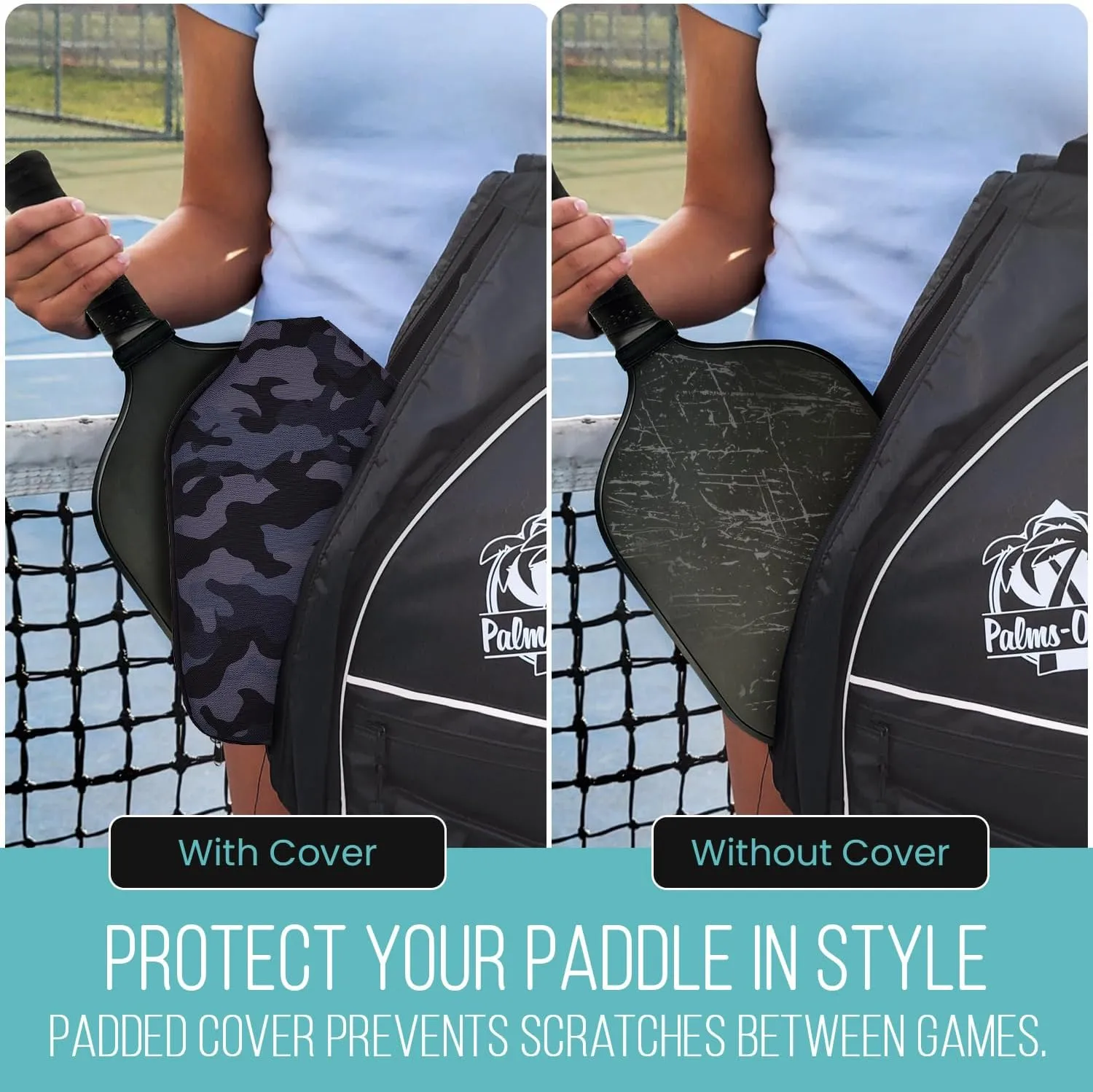 | Pickleball Paddle Sleeve | Canvas Cover with Padding and Zipper | Protective Paddle Case for Rackets | Lightweight Pickleball Holder for Storage | Cover Only | Elongated & Standard Size