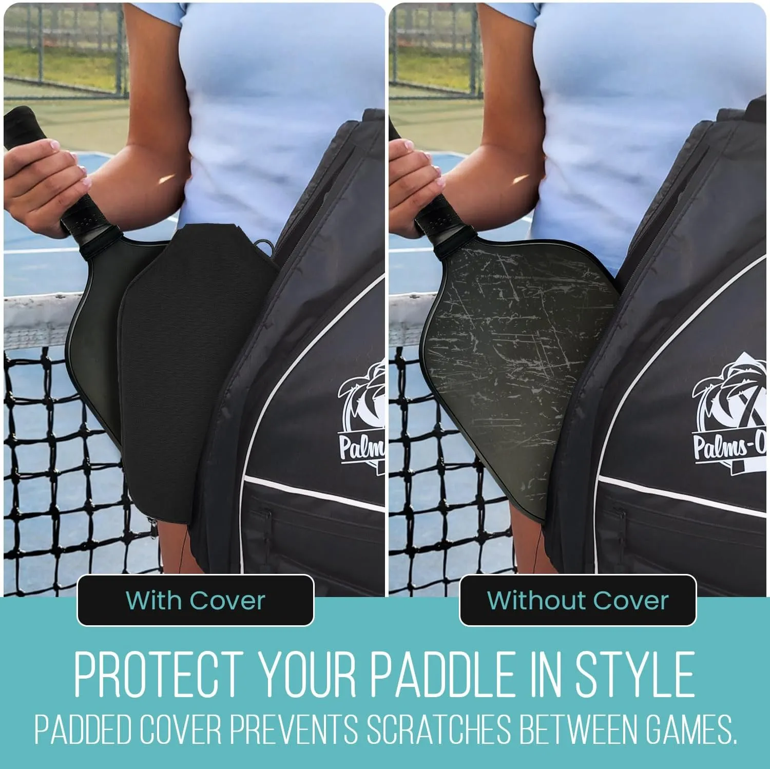 | Pickleball Paddle Sleeve | Canvas Cover with Padding and Zipper | Protective Paddle Case for Rackets | Lightweight Pickleball Holder for Storage | Cover Only | Elongated & Standard Size