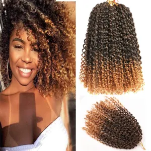 10 Inch Marlybob Crochet Hair 8Bundles Packs/lot Crochet Braids Jerry Curly Hair Extensions Ombre Synthetic Braiding Hair (8Bundles10 Inch, 1B/27#)