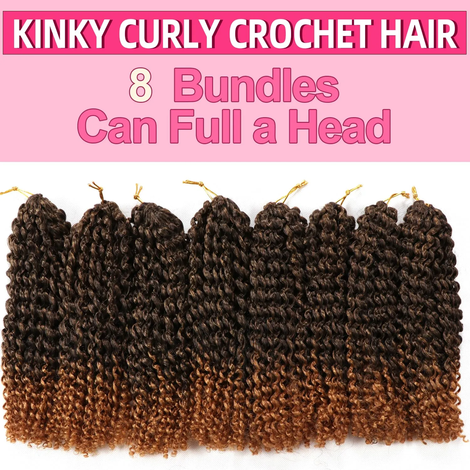 10 Inch Marlybob Crochet Hair 8Bundles Packs/lot Crochet Braids Jerry Curly Hair Extensions Ombre Synthetic Braiding Hair (8Bundles10 Inch, 1B/27#)