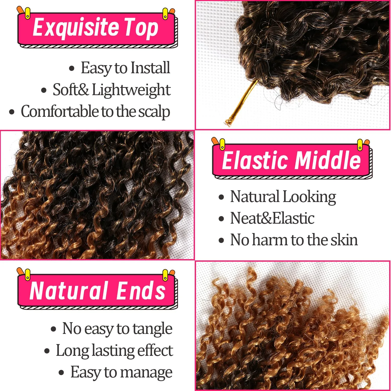 10 Inch Marlybob Crochet Hair 8Bundles Packs/lot Crochet Braids Jerry Curly Hair Extensions Ombre Synthetic Braiding Hair (8Bundles10 Inch, 1B/27#)