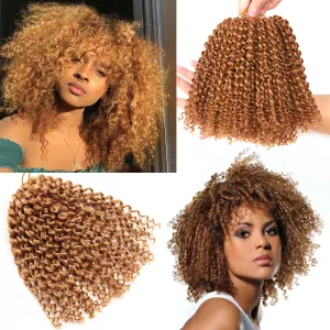 10 Inch Marlybob Crochet Hair 8Bundles Packs/lot Crochet Braids Jerry Curly Hair Extensions Ombre Synthetic Braiding Hair (8Bundles10 Inch, 27#)
