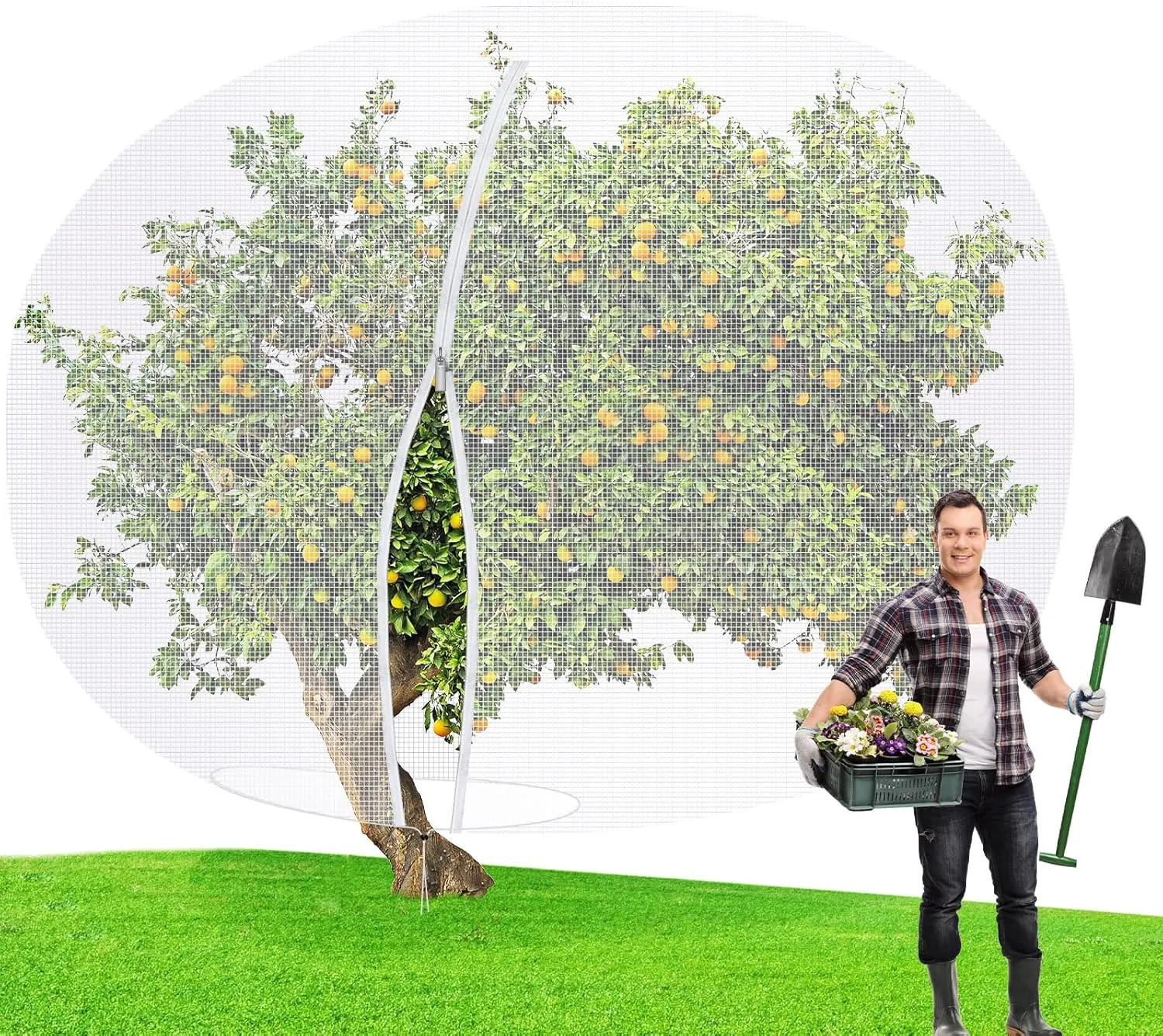 10 x 14 FT Large Fruit Tree Netting Bags Garden Plant Protector with Zipper and Drawstring Blueberry Bushes Netting Covers Plant Protection Mesh Net Bags from Insect Bug Cicada