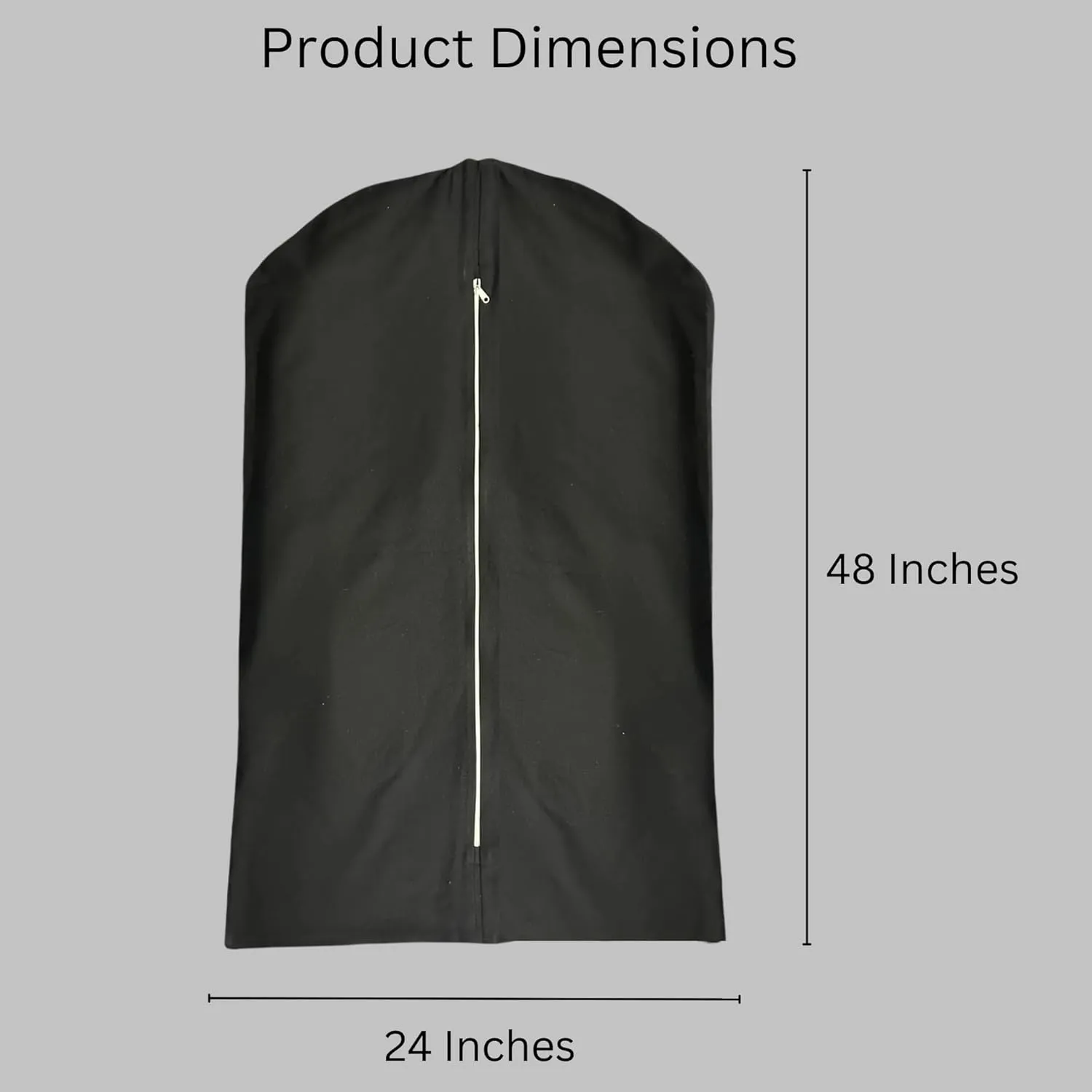 100% Cotton Canvas Garment Cover for Suits, Coats, Dresses; Travel Bag (Large (24"x48"), Black)