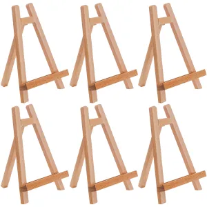 10.5" Small Tabletop Display Stand A-Frame Artist Easel, 6 Pack - Beechwood Tripod, Portable Kids Student School Painting Party Table Desktop Easel