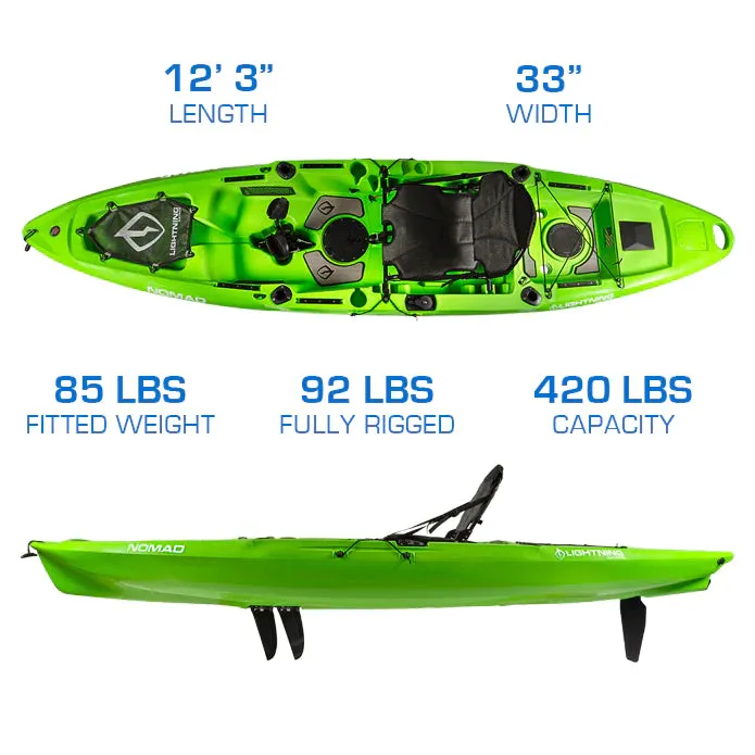 12' 3" Lightning Nomad Pedal Drive Fishing Kayak