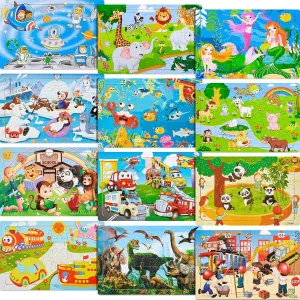 12 Pack Puzzles for Kids Ages 3-8 Toddler 30 Pieces Wooden Jigsaw Children Puzzles Educational Learning Toys for Kids Girls and Boys