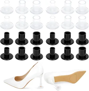 12 Pairs High Heel Protectors 3 Sizes Heel Stoppers Repair Caps Covers for Women Perfect for Wedding, Grass, Gravel, Wetlands Outdoor Events (S/M/L/Transparent/Black)