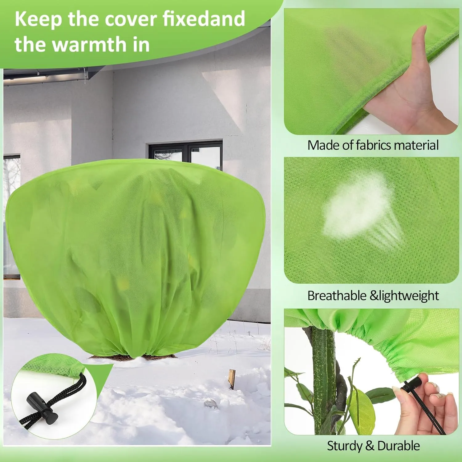 12 Pcs Winter Plant Covers Freeze Protection 39.4x23.6 Inch Horizontal Shrub Tree Rose Plant Protection Bags Frost Blanket with Drawstring for Fall Winter Outdoor Garden Planting (Green)