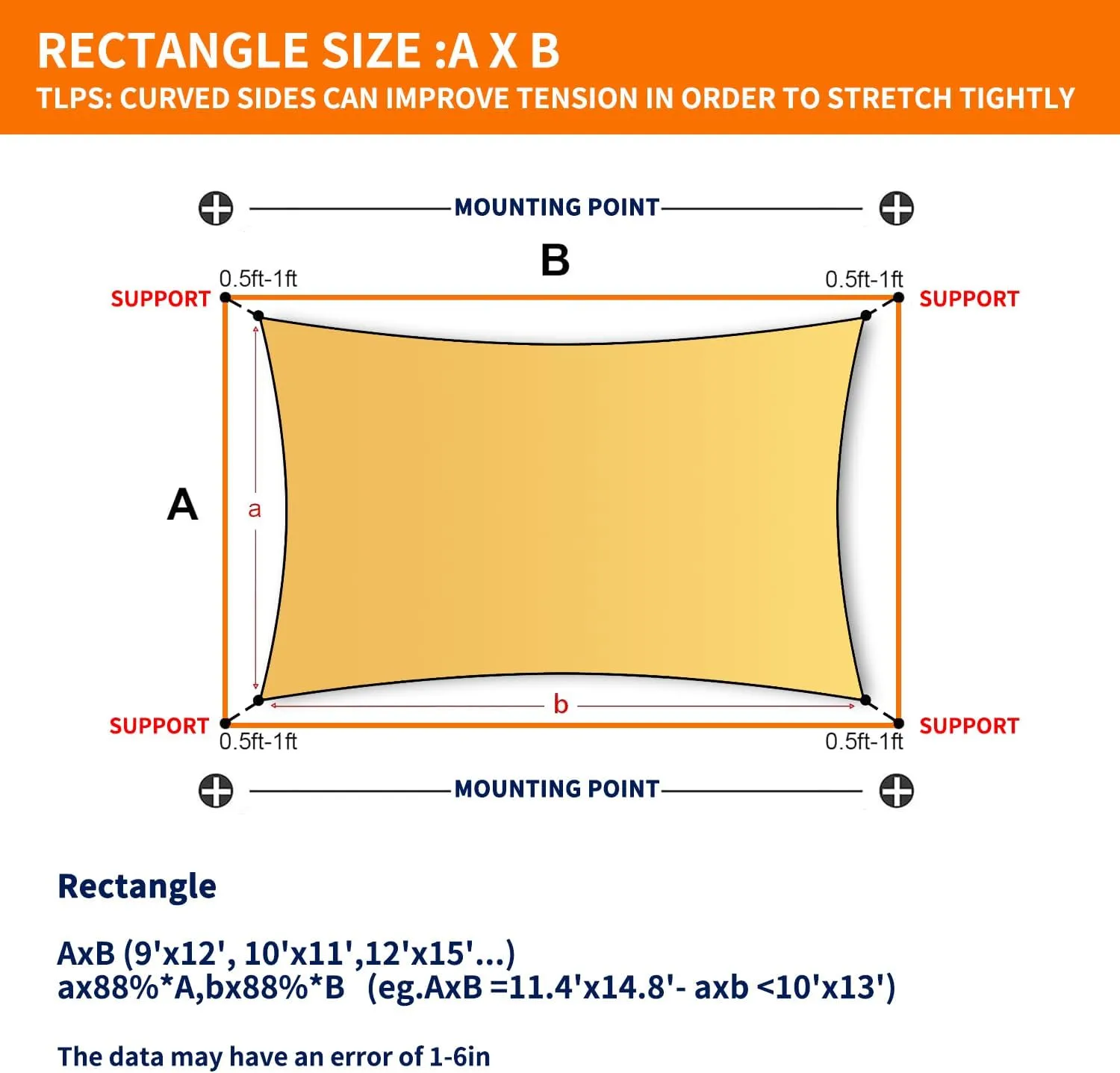 12' x 16' Rectangle Sun Shade Sail Canopy UV Block Sunshade for Outdoor Patio Garden Backyard Pergola Shade Cover Sand