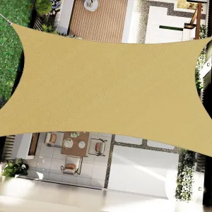 12' x 16' Rectangle Sun Shade Sail Canopy UV Block Sunshade for Outdoor Patio Garden Backyard Pergola Shade Cover Sand