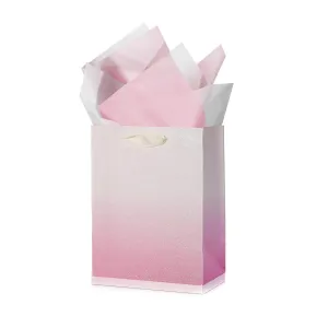 12Pcs Ombre Pink Medium Gift Bags with 24 Tissue Paper