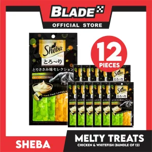 12pcs Sheba Melty Chicken and Chicken White Fish Flavors Hand Feed Lovingly 12g x 48 sachets Cat Treats