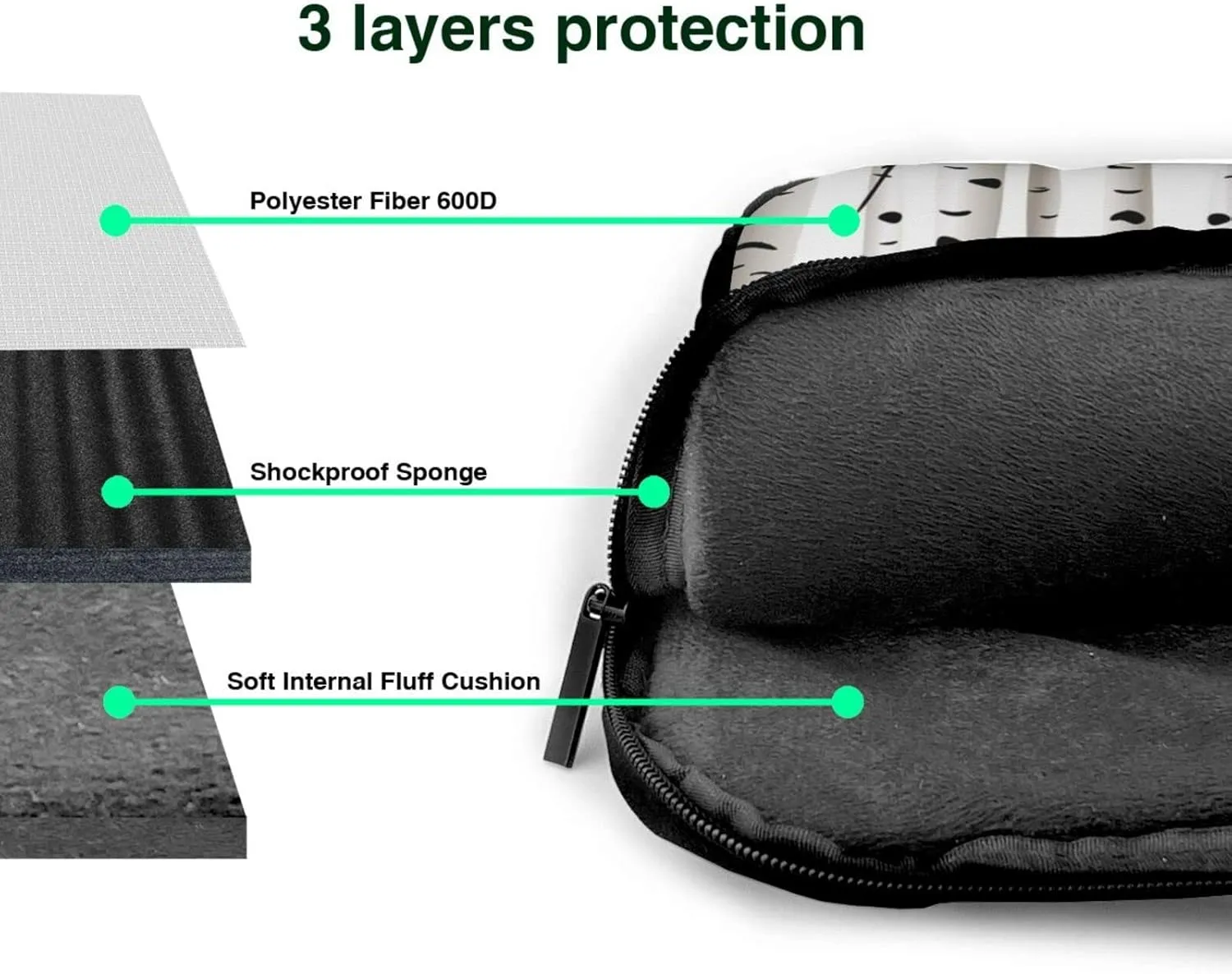 13-15.6 inch laptop bag with birch print for 13-15.6 inch laptop