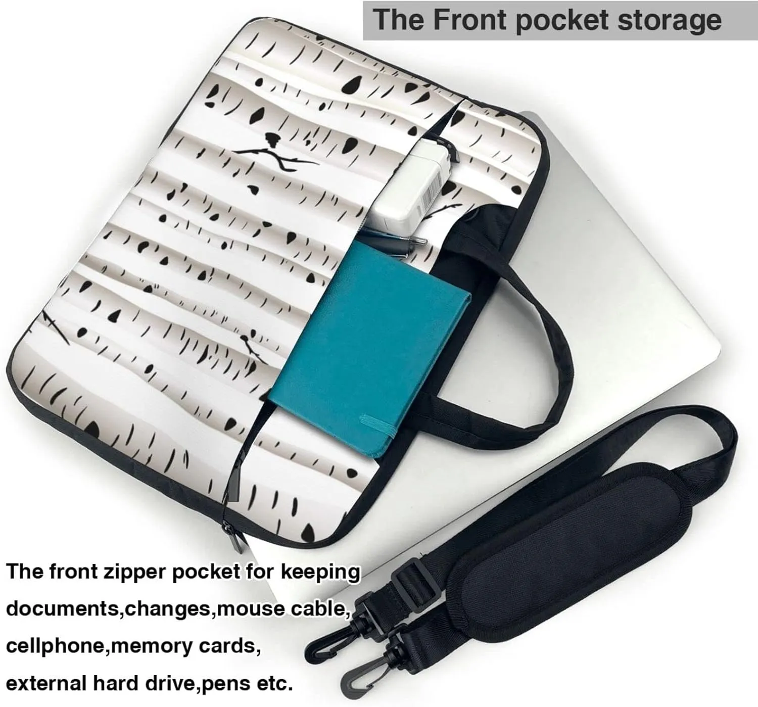 13-15.6 inch laptop bag with birch print for 13-15.6 inch laptop