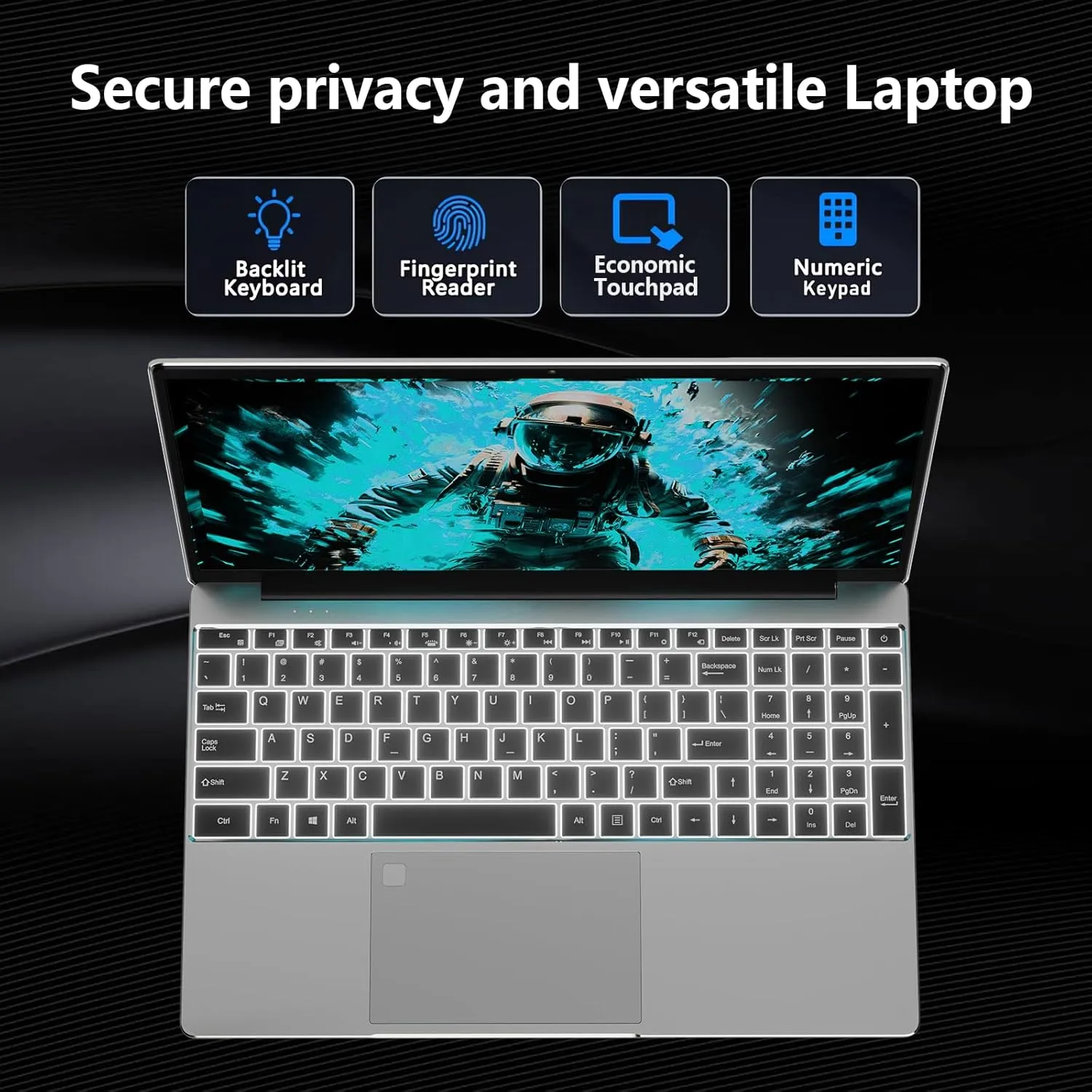 15.6" FHD Laptop Computer with Backlit Keyboard,32GB RAM 512GB SSD,Quad Core N95 Processor(Up to 3.4GHz),180 ° Angle Opening,Fingerprint Reader,8000mAh Battery,Webcam,WiFi 5,BT 4.2,Mini HDMI,USB 3.0