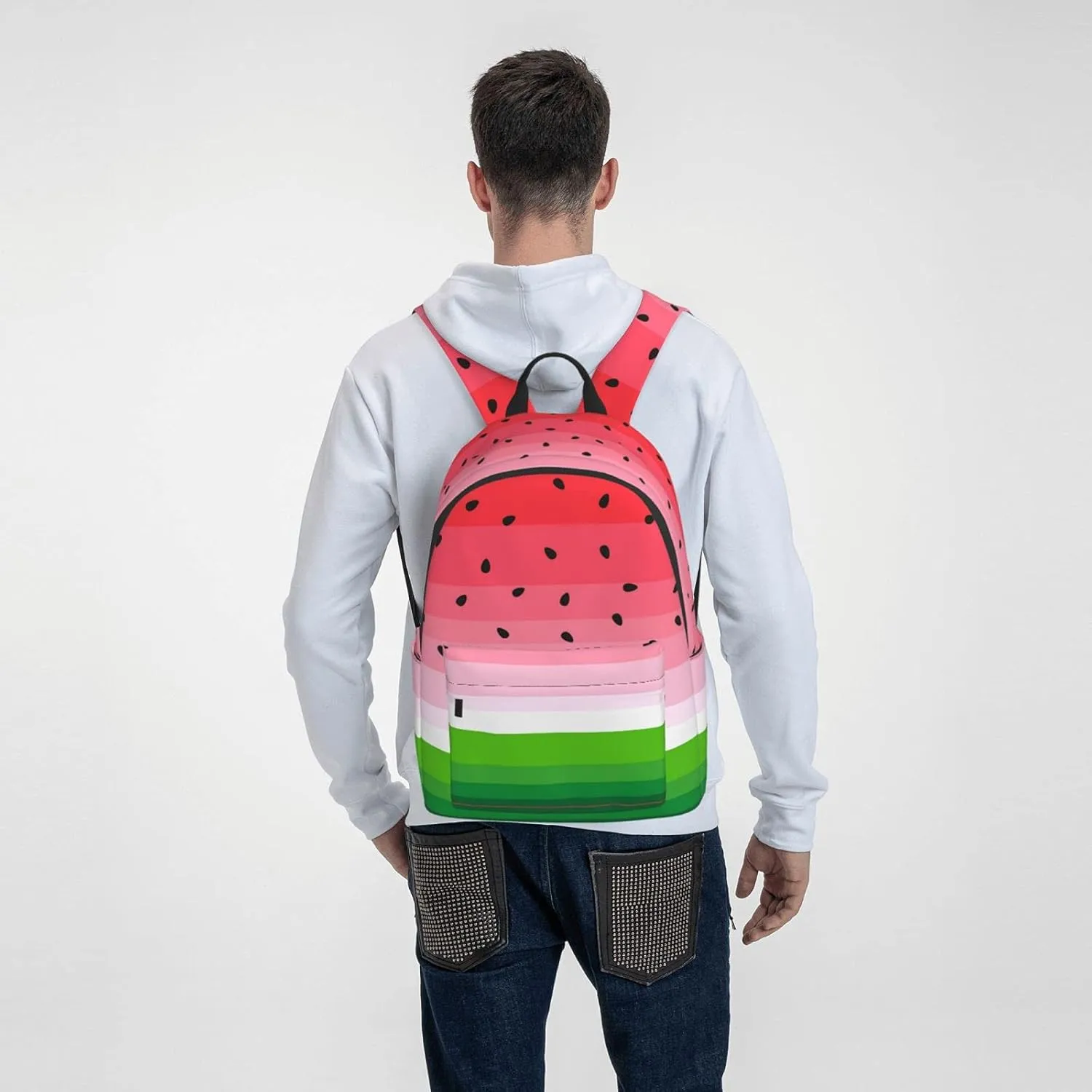 16 inch backpack Funny Watermelon with Seeds Laptop Backpack Full Print School Bookbag Shoulder Bag for Travel Daypack