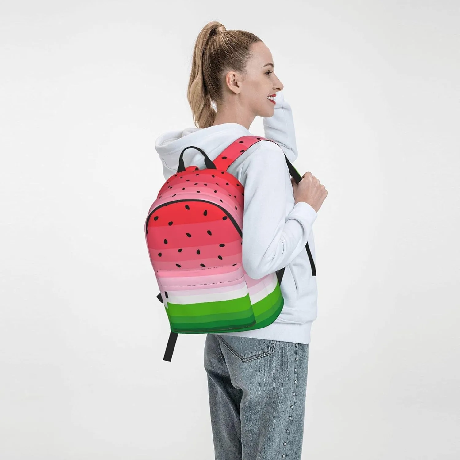 16 inch backpack Funny Watermelon with Seeds Laptop Backpack Full Print School Bookbag Shoulder Bag for Travel Daypack