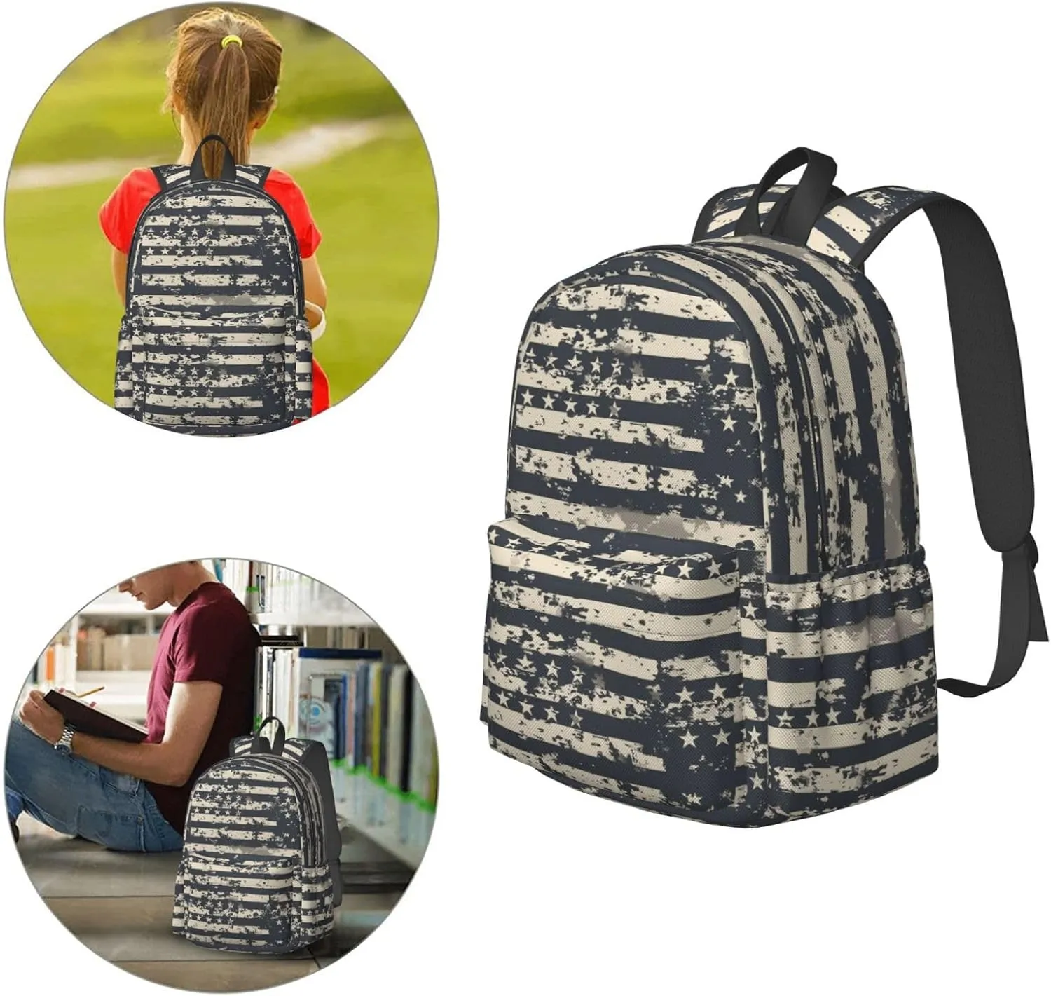 17 Inch Backpack American Retro Army Camo Pattern Cute Red Panda Laptop Backpack Shoulder Bag School Bookbag Casual Daypack