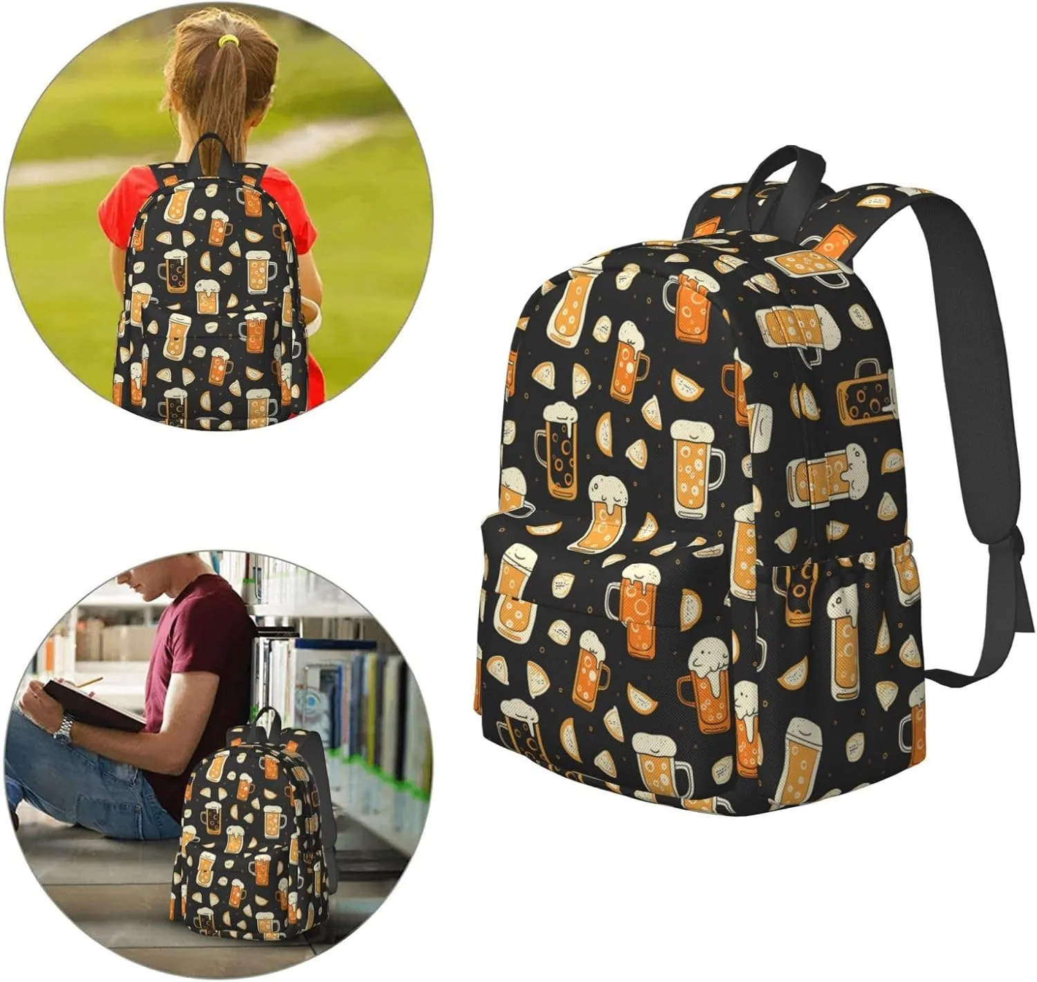 17 Inch Backpack Beerys And Food Cute Red Panda Laptop Backpack Shoulder Bag School Bookbag Casual Daypack