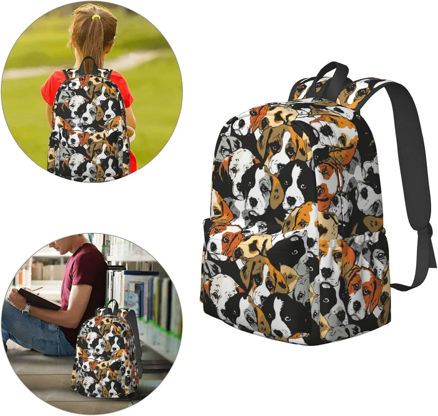 17 Inch Backpack Cartoon Dogs Puppies Cute Red Panda Laptop Backpack Shoulder Bag School Bookbag Casual Daypack