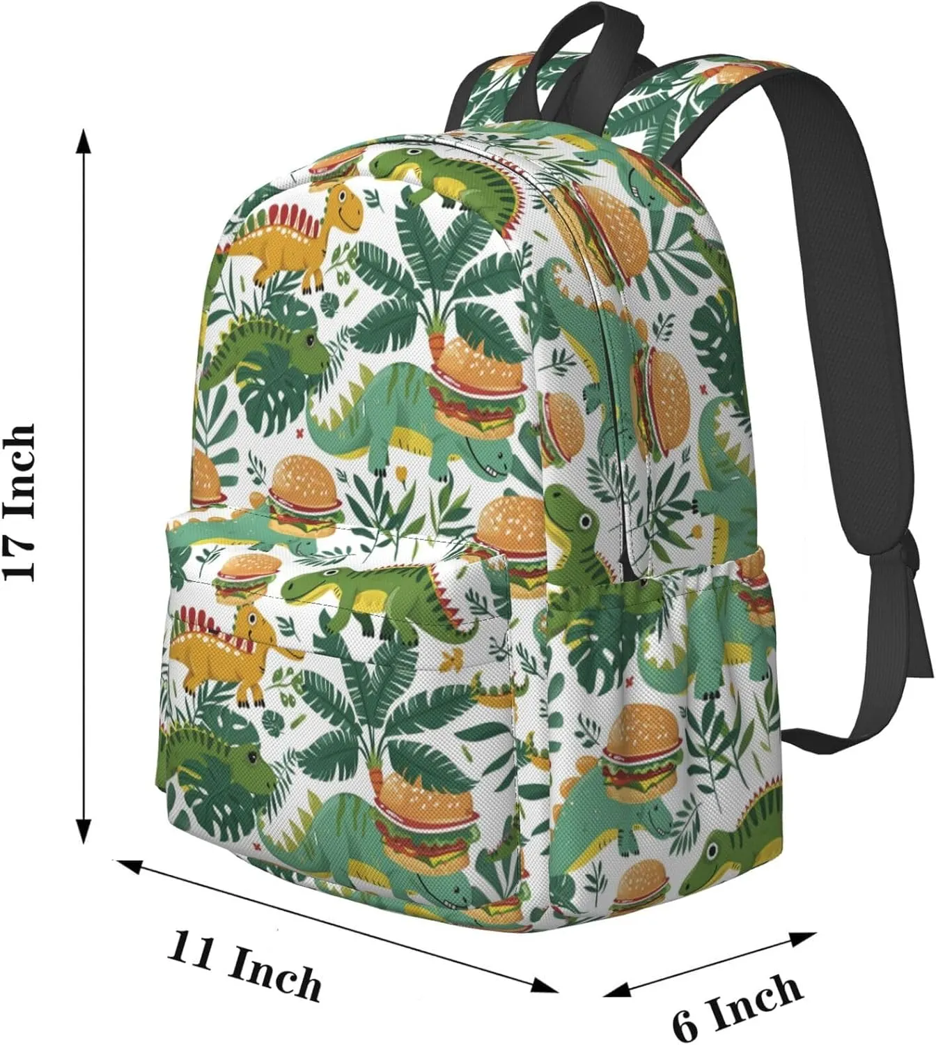 17 Inch Backpack Dinosaurs And Cartoon Burgers Cute Red Panda Laptop Backpack Shoulder Bag School Bookbag Casual Daypack