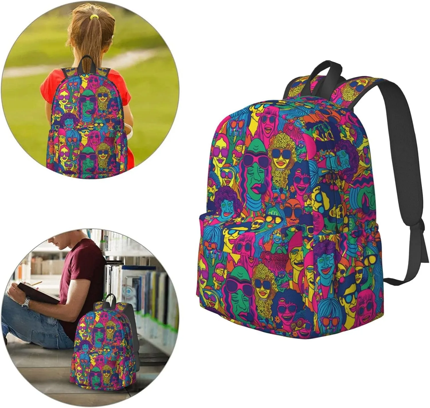 17 Inch Backpack Hippie Cute Red Panda Laptop Backpack Shoulder Bag School Bookbag Casual Daypack