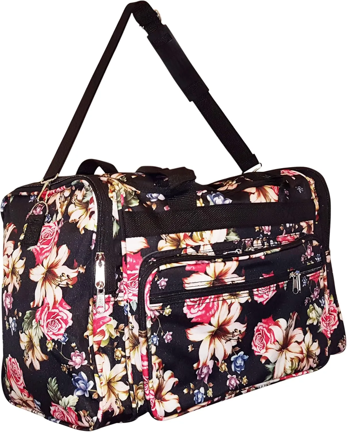 19" Fashion Multi Pocket Duffle Bag - Personalization Available (Blank - Rose Lily)
