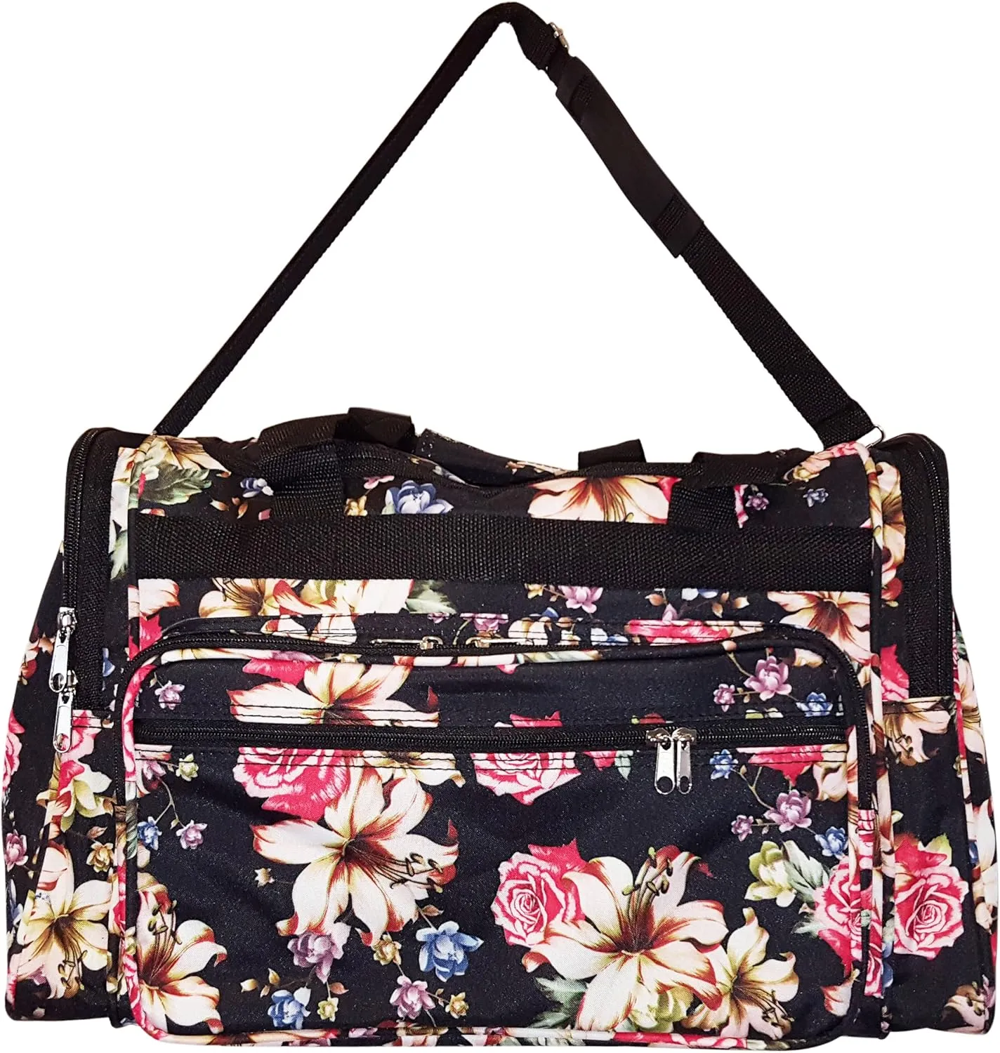 19" Fashion Multi Pocket Duffle Bag - Personalization Available (Blank - Rose Lily)