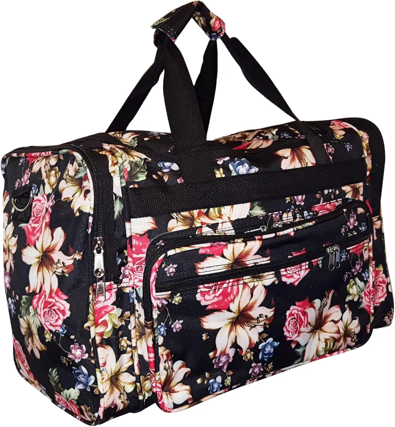19" Fashion Multi Pocket Duffle Bag - Personalization Available (Blank - Rose Lily)
