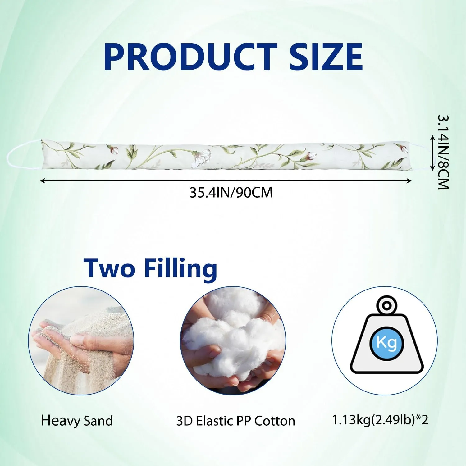 2 Pack 36 Inch Under Door Blocker Door Draft Stopper, Bottom Blocker Weighted Gap Filler Saving Energy Sound Air Noise Light Stopper Canvas Cotton Cartoon Print 2.2Lb