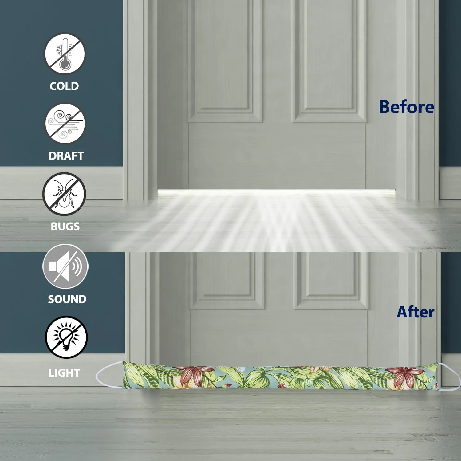 2 Pack 36 Inch Under Door Blocker Door Draft Stopper, Bottom Blocker Weighted Gap Filler Saving Energy Sound Air Noise Light Stopper Canvas Cotton Cartoon Print 2.2Lb