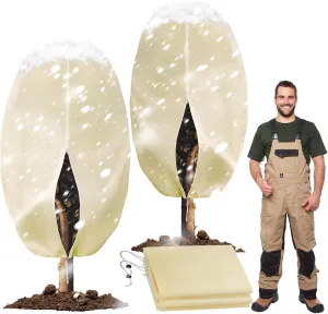 2-Pack Large 2.8oz/yd² Plant Covers Freeze Protection 6x7ft Winter Tree Cover with Zipper&Drawstring Frost Blankets for Outdoor Plants/Fruits Trees/Shrubs/Herbs/Rose Bush Row Floating Bags