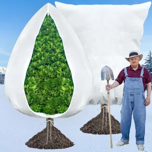 2 Pack Plant Covers Freeze Protection,79"x95" Large Frost Cloth with Zipper Drawstring Winter Garden Plant Cover 2.8 oz/yd² Warm Jacket Bags for Tree Potted Shrub Frost Blankets Wrap Covers