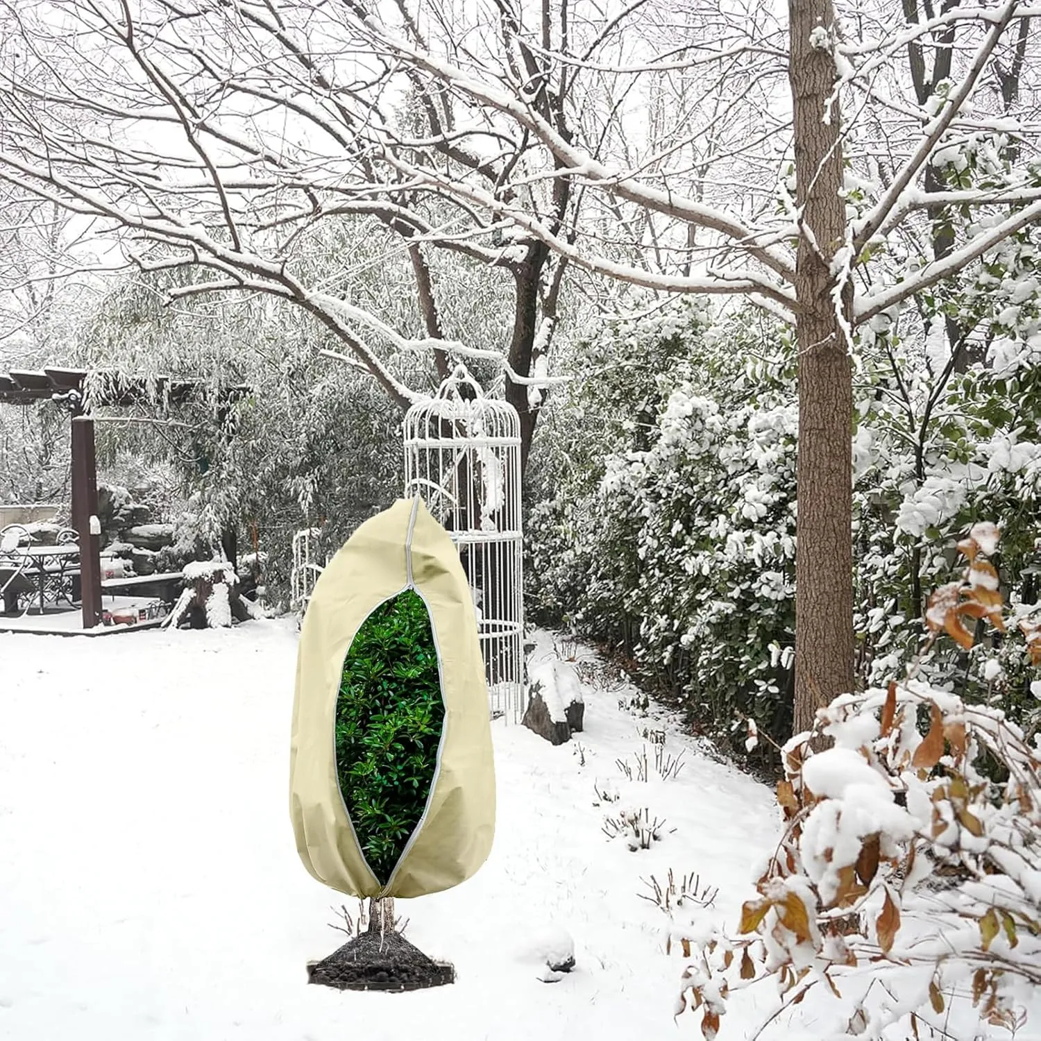 2 Pack Plant Covers Freeze Protection,Zipper Drawstring Outdoor Garden Frost Protection Bags,47.3" x 71" Winter Frost Blanket 2.82 oz/yd² Fabric Frost Cloth Tree Covers