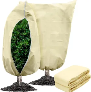 2 Pack Plant Covers Freeze Protection,Zipper Drawstring Outdoor Garden Frost Protection Bags,47.3" x 71" Winter Frost Blanket 2.82 oz/yd² Fabric Frost Cloth Tree Covers