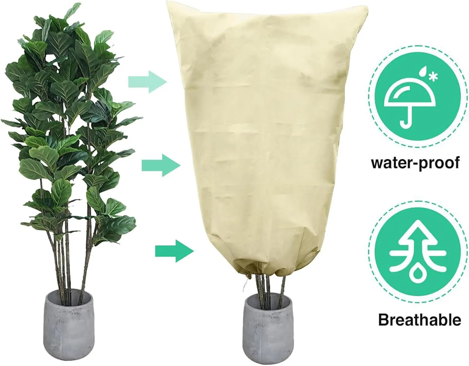 2 Pack Plant Covers Freeze Protection,Zipper Drawstring Outdoor Garden Frost Protection Bags,47.3" x 71" Winter Frost Blanket 2.82 oz/yd² Fabric Frost Cloth Tree Covers