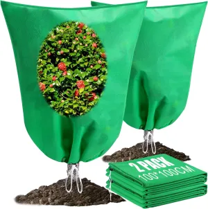 2 Pack Tree Covers for Winter Plant Covers Freeze Protection, 39.3" x 39.3" Frost Blankets for Outdoor Plants with Drawstring, Frost Cold Weather Plant Covers Bags Shrubs Trees Jacket Covers