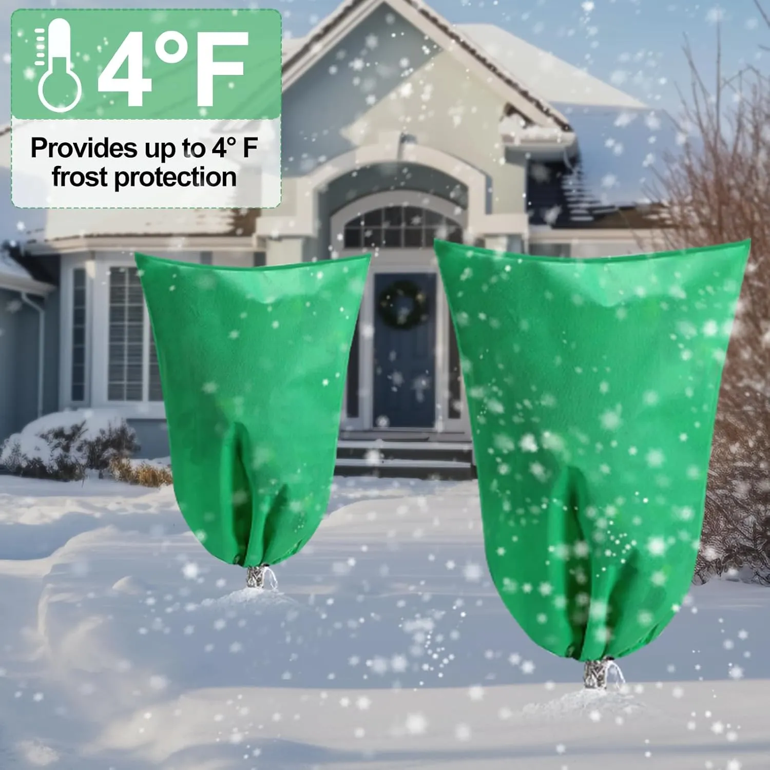 2 Pack Tree Covers for Winter Plant Covers Freeze Protection, 39.3" x 39.3" Frost Blankets for Outdoor Plants with Drawstring, Frost Cold Weather Plant Covers Bags Shrubs Trees Jacket Covers