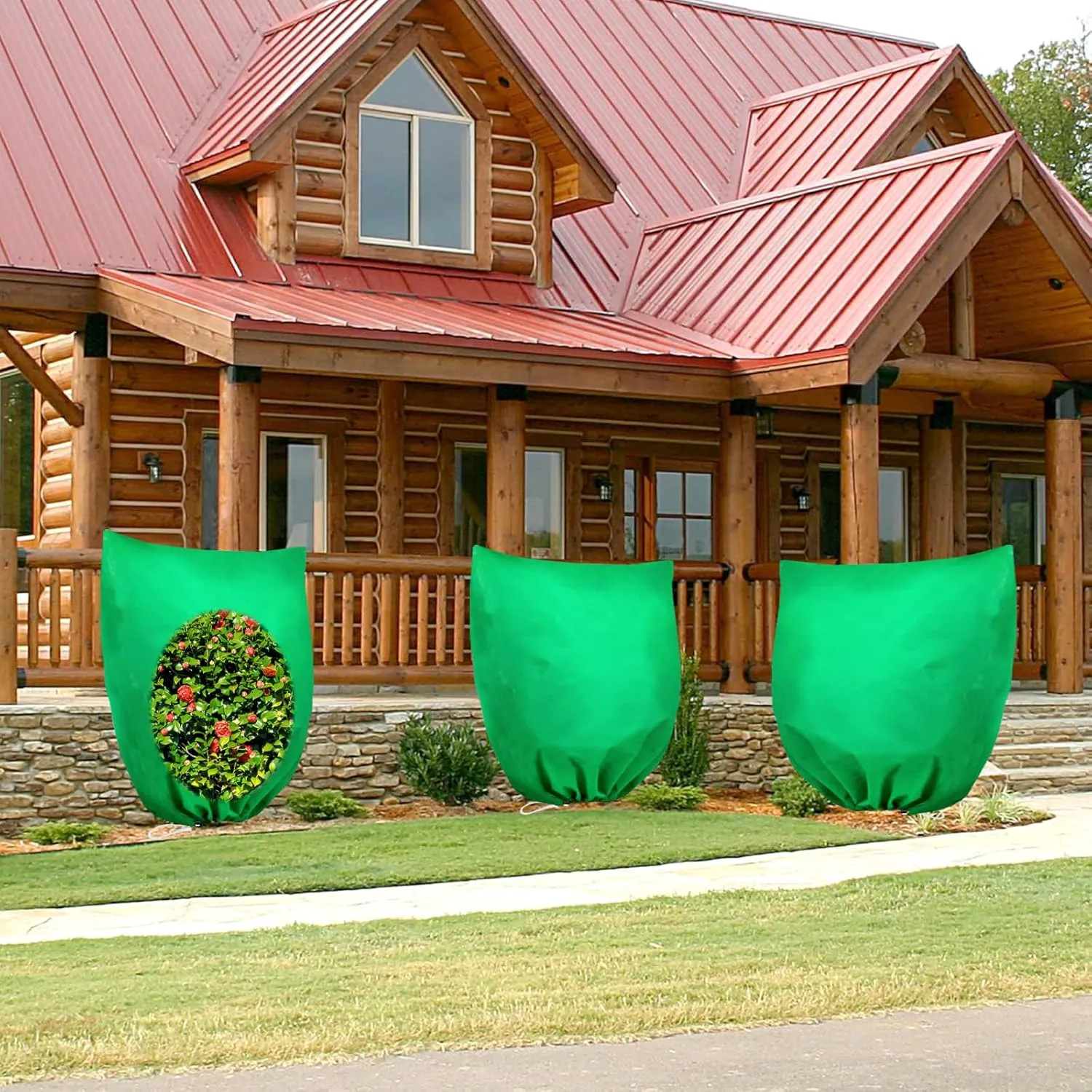 2 Pack Tree Covers for Winter Plant Covers Freeze Protection, 39.3" x 39.3" Frost Blankets for Outdoor Plants with Drawstring, Frost Cold Weather Plant Covers Bags Shrubs Trees Jacket Covers