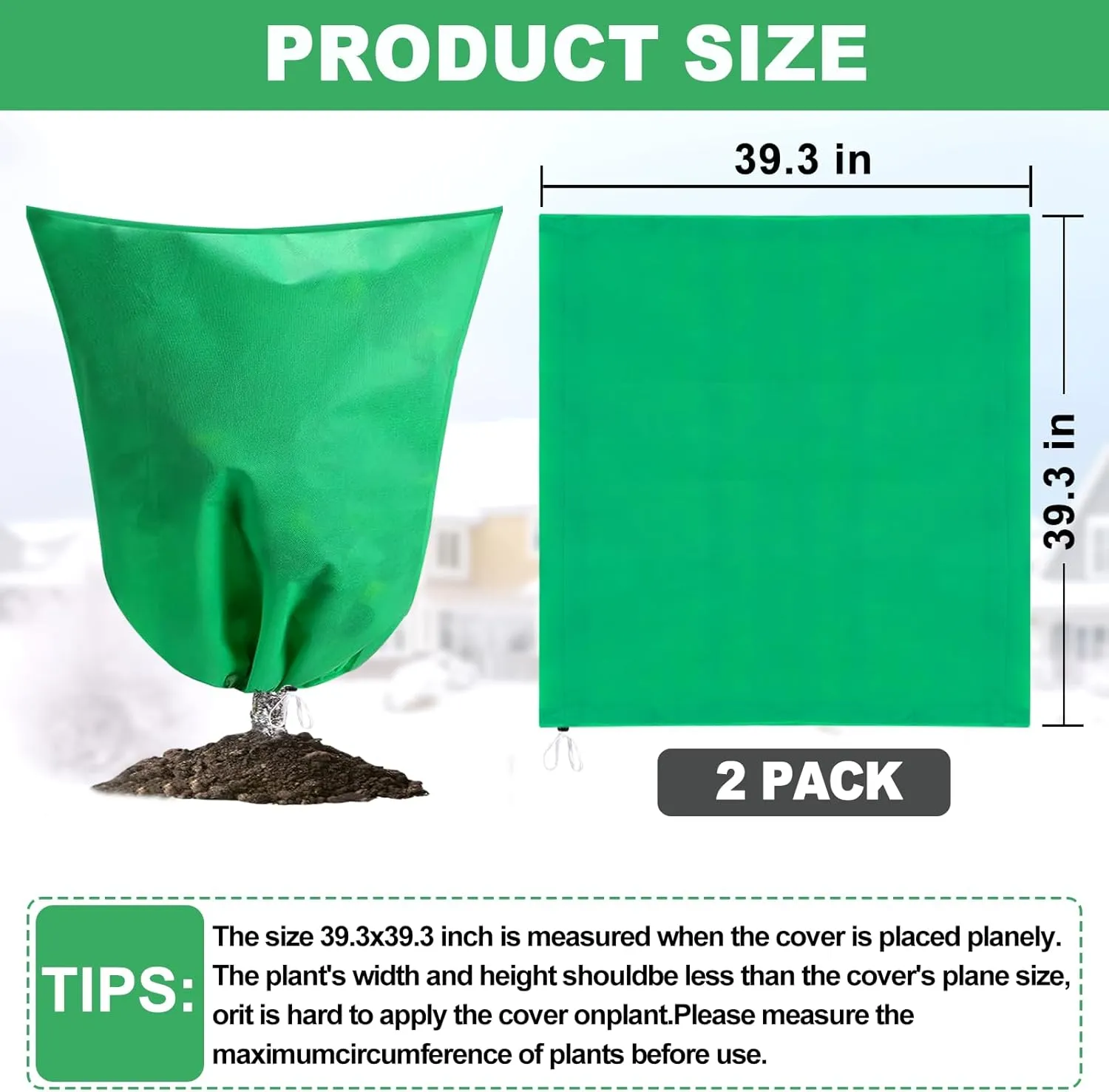 2 Pack Tree Covers for Winter Plant Covers Freeze Protection, 39.3" x 39.3" Frost Blankets for Outdoor Plants with Drawstring, Frost Cold Weather Plant Covers Bags Shrubs Trees Jacket Covers