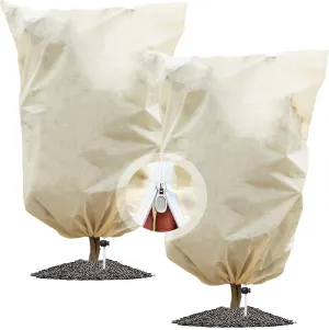 2 Packs Plant Covers Freeze Protection Jacket, 79" x 98", 2.2 oz Thick Frost Blankets for Outdoor Garden Plant Tree in Winter Cold Weather, Heavy Duty Reusable Frost Cloth Bags with Zipper Drawstring