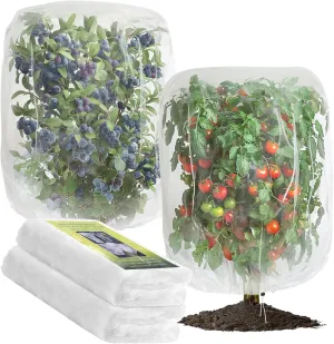 2 PCS Large Fruits Tree Netting Cover for Garden 3.3 x 4.9 ft Garden Insect Bird Barrier Plant Netting for Tomato Blueberry Bush Netting Covers Deer Cicada Netting Cover Bag with Drawstring