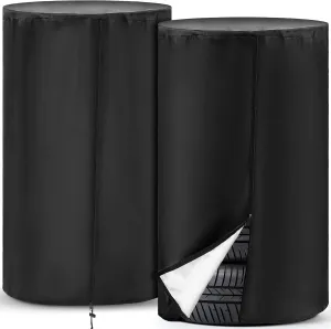 2 Pcs Waterproof Spare Tire Covers 33 Inches Large Tire Storage Bags Seasonal Adjustable Bags for Indoor Dust Proof Outdoor Truck Trailer Car Rv SUV Update (Holding 4 Tires,Silver Coated)