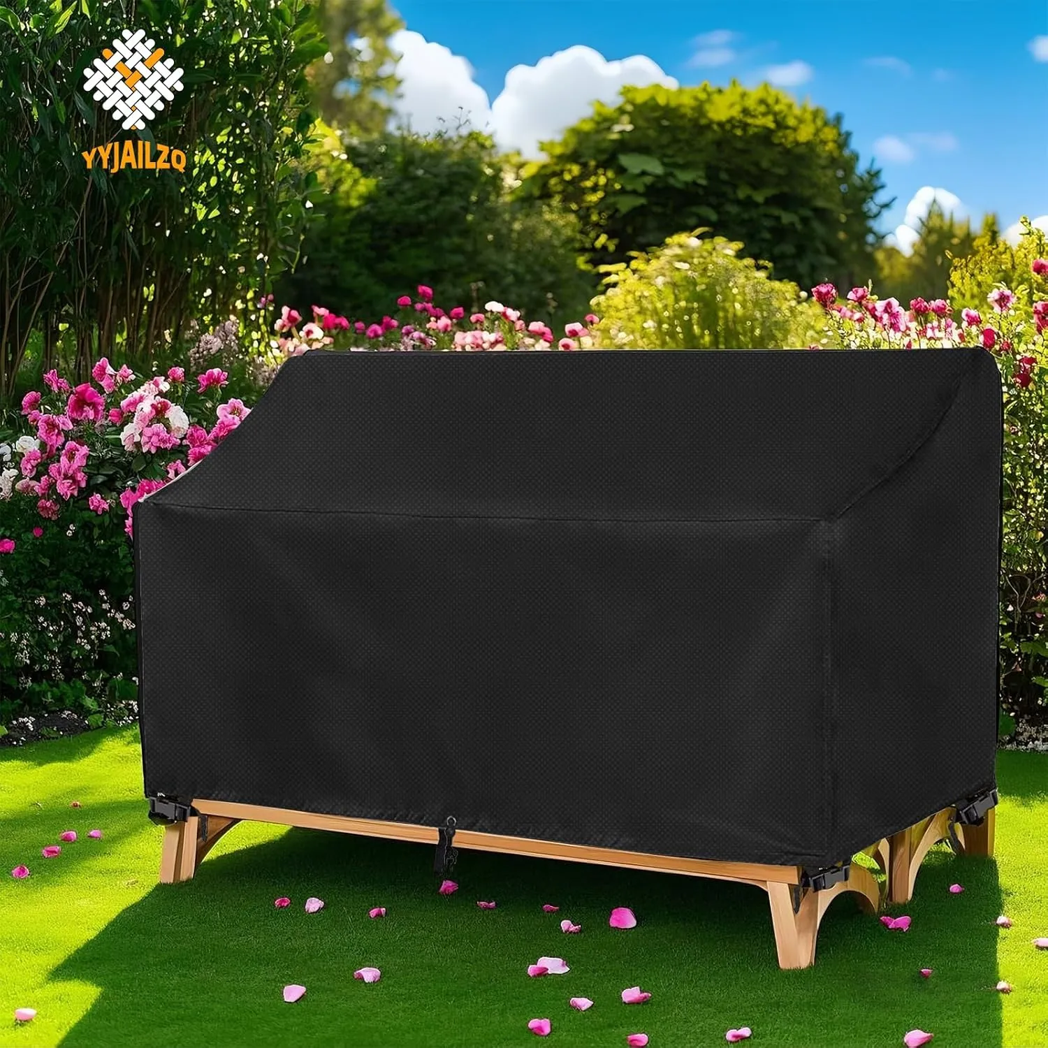 2-Person Outdoor Glider Bench Cover Waterproof,Double Patio Gliders Rocking Chair Covers with Buckle,Wind-Proof/Anti-Uv Outside Loveseat Cover, 420D Oxford (70 * 30 * 35/24in,Black)