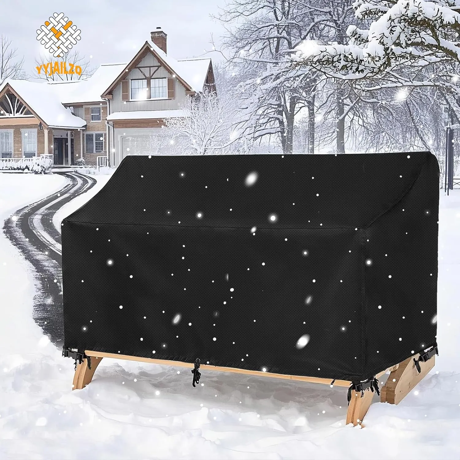 2-Person Outdoor Glider Bench Cover Waterproof,Double Patio Gliders Rocking Chair Covers with Buckle,Wind-Proof/Anti-Uv Outside Loveseat Cover, 420D Oxford (70 * 30 * 35/24in,Black)