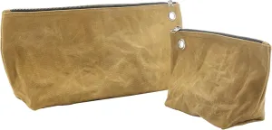 2 Tool Storage Bag - 16oz Waxed Canvas Item Collection Pouch for Men Women, Portable Tools Organizer Pouches for Coins Pliers Nuts - Khaki