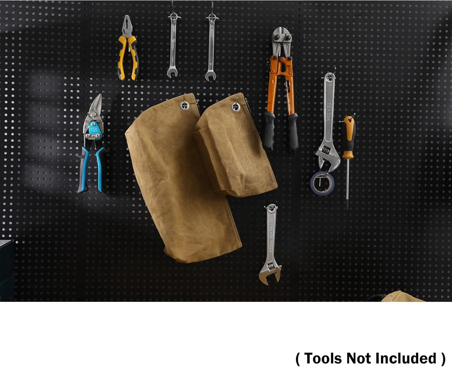2 Tool Storage Bag - 16oz Waxed Canvas Item Collection Pouch for Men Women, Portable Tools Organizer Pouches for Coins Pliers Nuts - Khaki