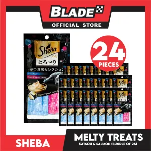 24pcs Sheba Melty Katsuo and Salmon Flavors Hand Feed Lovingly 12g x 96 sachets Cat Treats