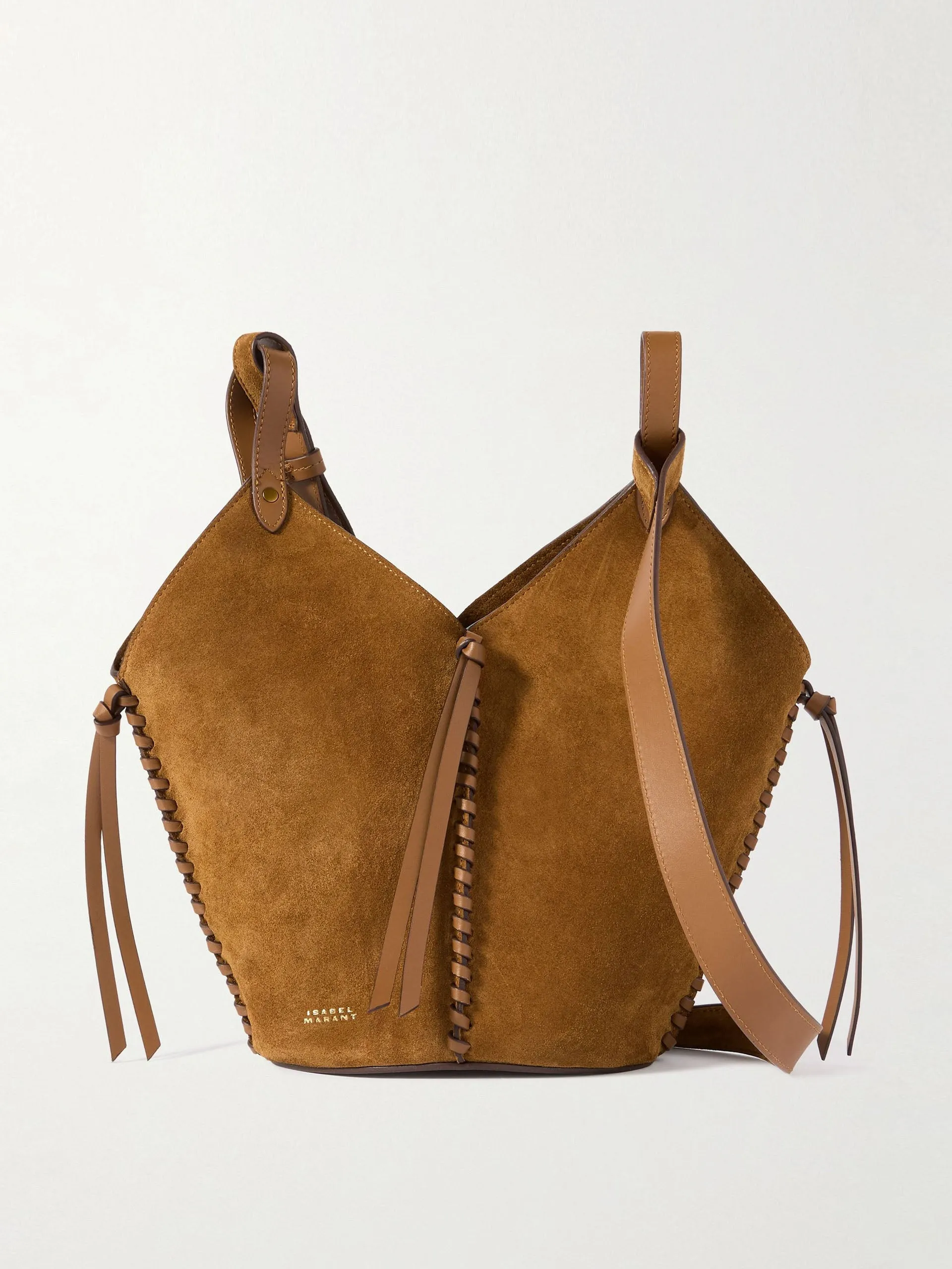 25E Tampa mini leather-trimmed suede bucket bag